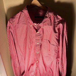 Nautica Mens LS Striped Button Down Shirt Color Salmon/White Size 3XL